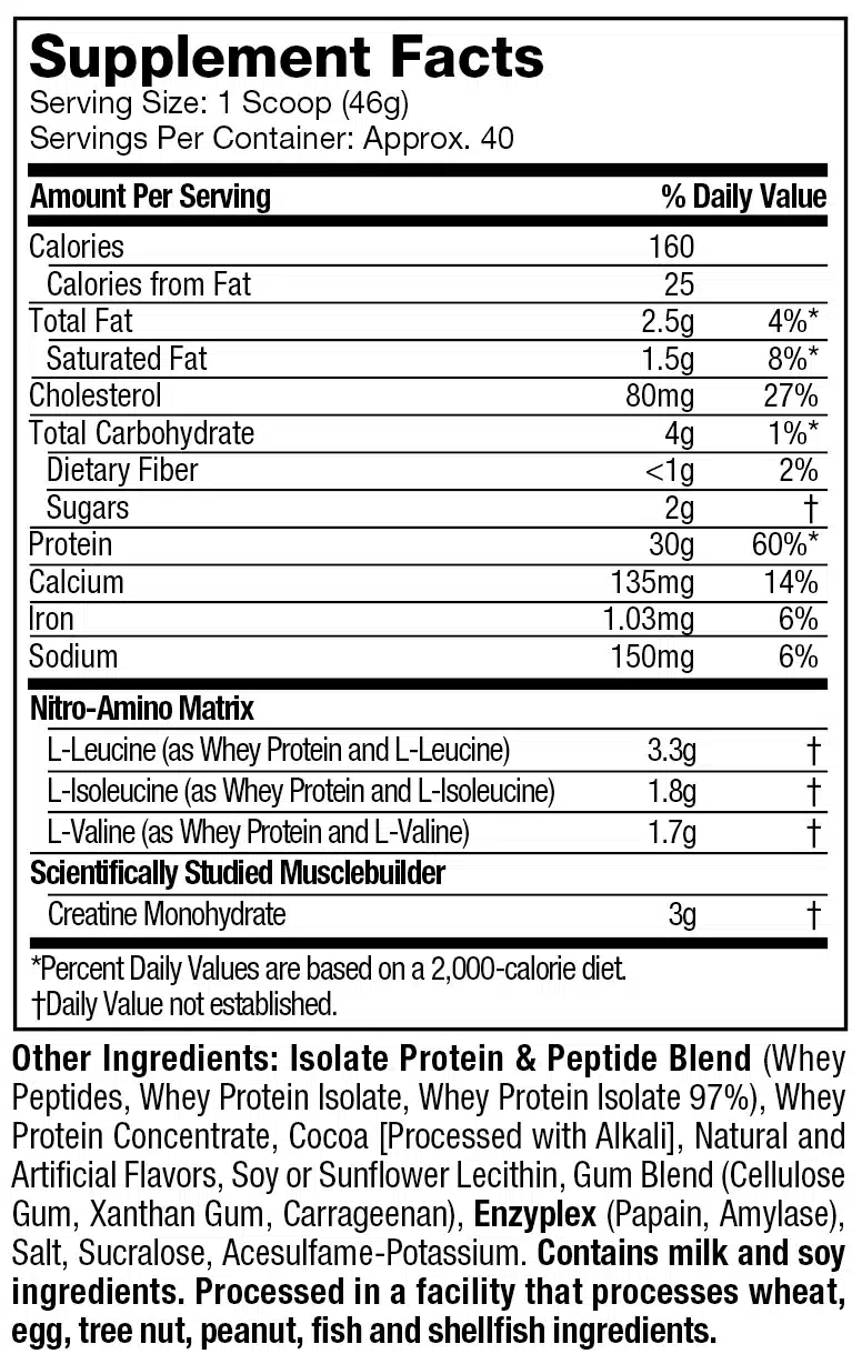 Muscletech Nitrotech Whey Protein Builder (Perfomance) 4 lbs - Imagen 2