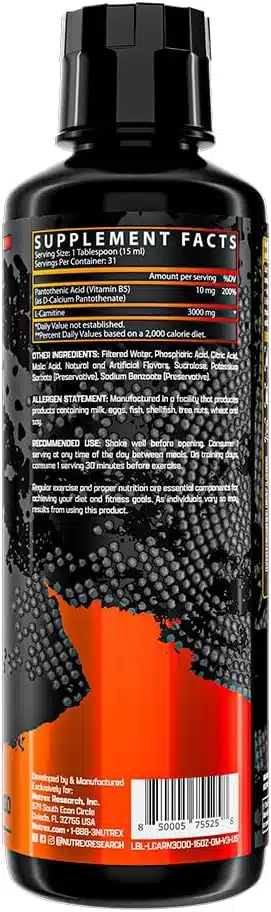 Nutrex Carnitina 3000, 16 oz l-carnitine - Imagen 2