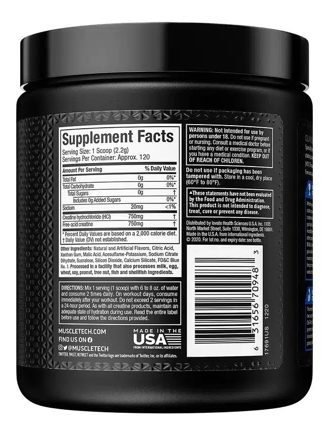 Muscletech Creatina HCL Creator 120 Serv Fruit Punch - Imagen 2