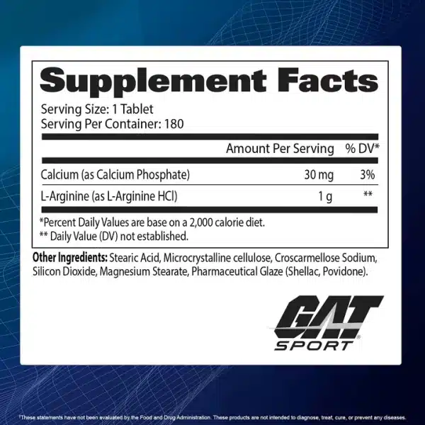 GAT Arginina 180 Tabletas L-Arginine - Imagen 2