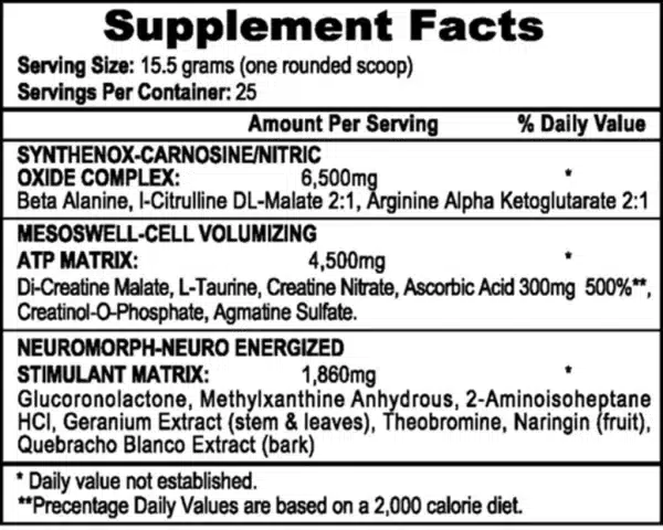 APS Nutrition Mesomorph Pre Workout 25 serv - Imagen 2