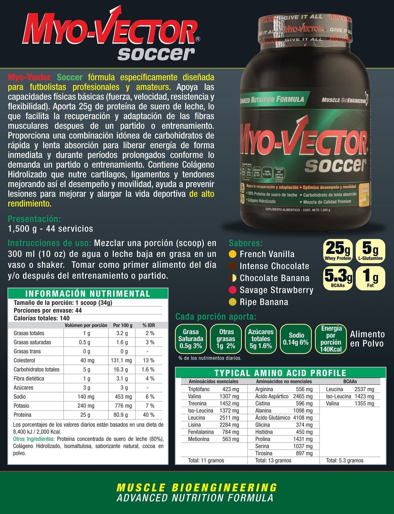 MYO-Vector Soccer 44 serv, 1.5 kg Hidrolizado - Imagen 2
