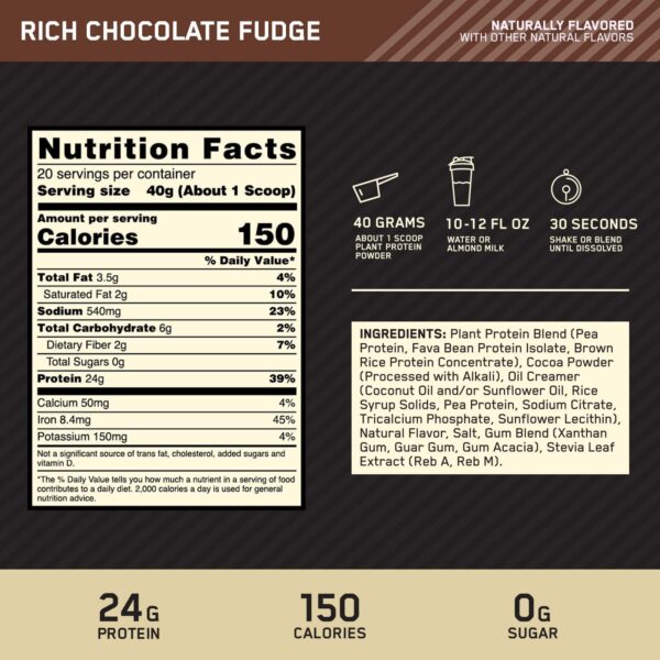 Optimum Nutrition Plant Protein Bote 1.76lbs - Imagen 2