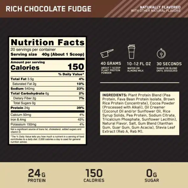Optimum Nutrition Plant Protein Bote 1.76lbs - Imagen 2
