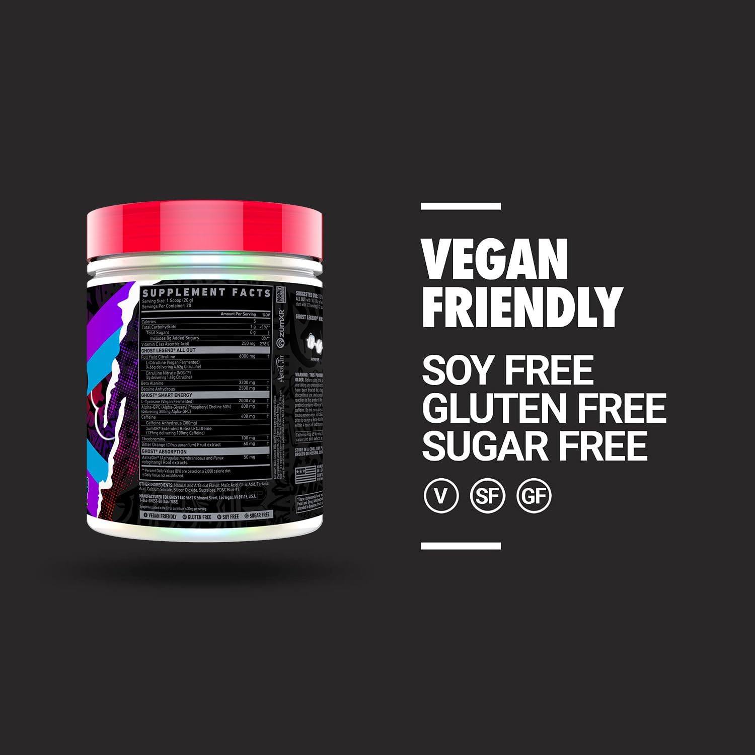 GHOST Legend ALL OUT 20 serv Pre Workout - Imagen 3