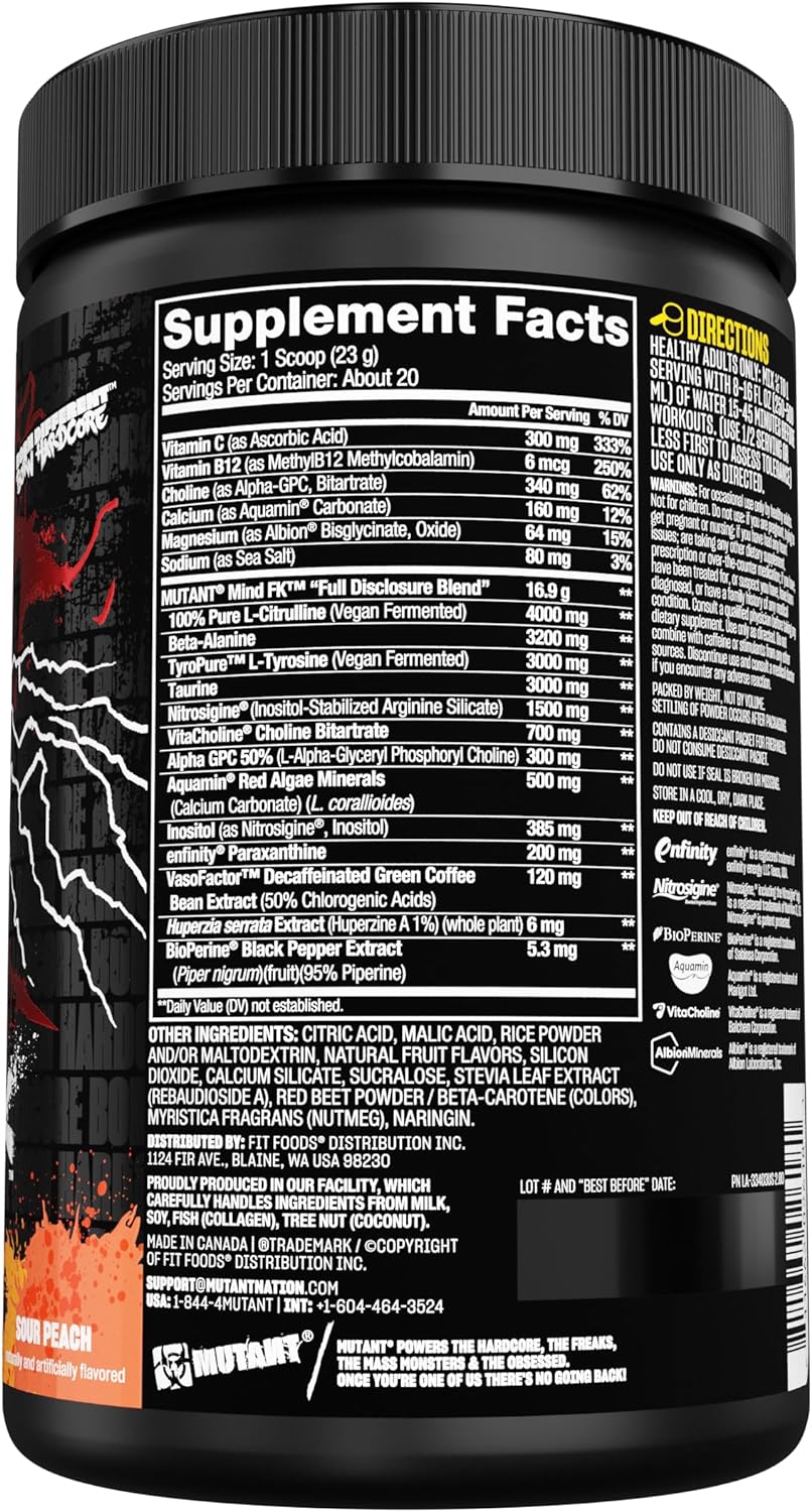 Mutant Mind FK Pre Workout 20 serv Preentrenamiento épico nootrópico - Imagen 2