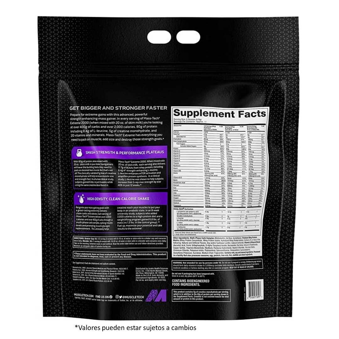 Muscletech MASS TECH extreme 2000 12 Lbs - Imagen 2