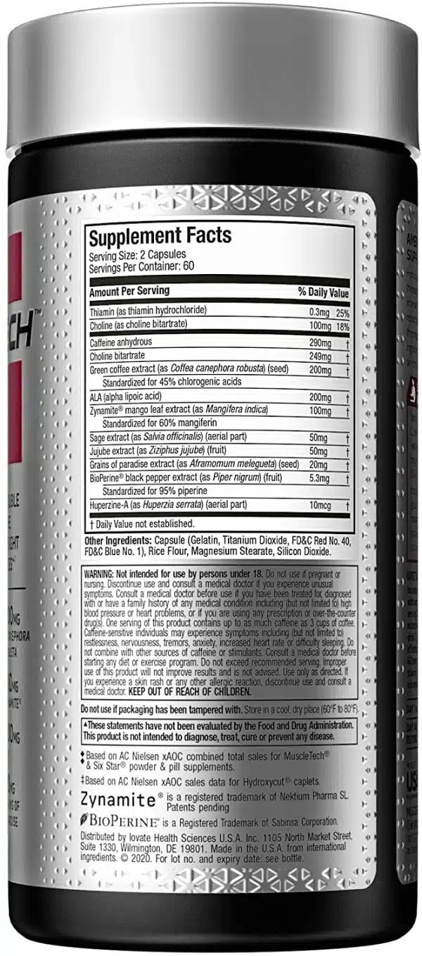 Muscletech Hydroxycut Hardcore SUPER ELITE 120 Caps - Imagen 2