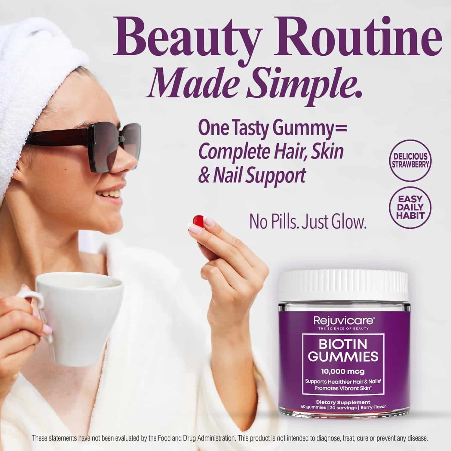 Rejuvicare biotina 10,000 mcg, 60 gomas - Imagen 2