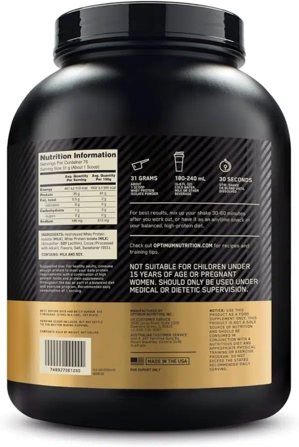 ON Gold Standard 100% Isolate 5 lbs - Imagen 2
