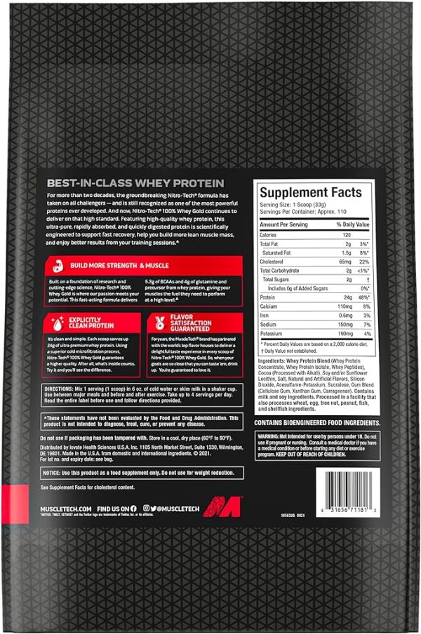 MUSCLETECH Nitrotech 100% whey gold 8 lbs - Imagen 2