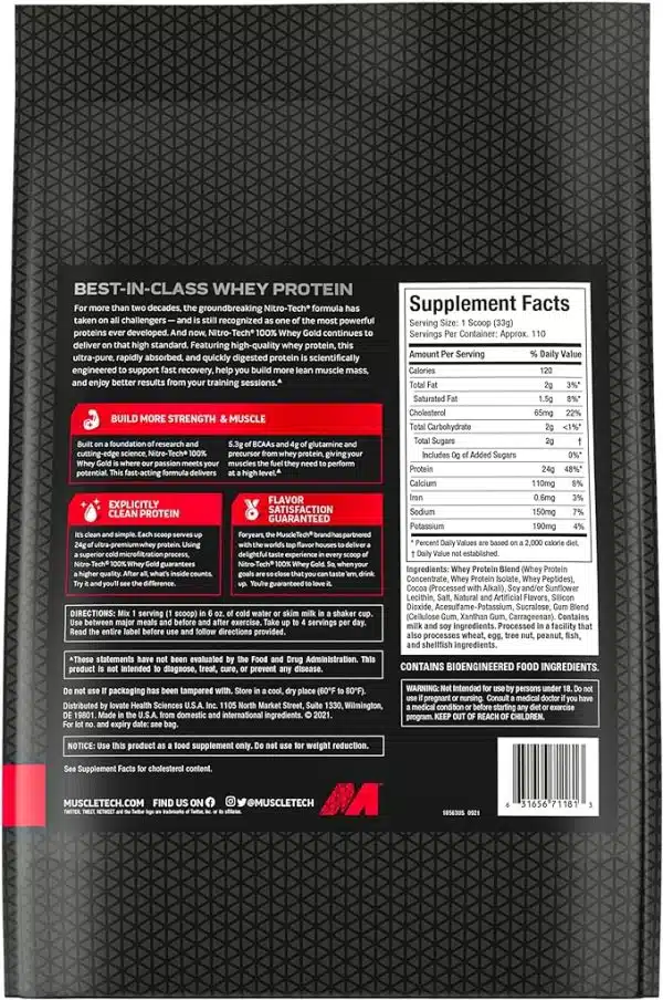 MUSCLETECH Nitrotech 100% whey gold 8 lbs - Imagen 2