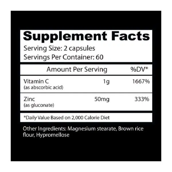 Insane Labz Vitamina C + Zinc 120 Caps - Imagen 2