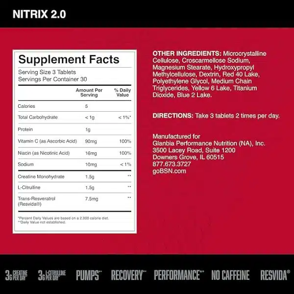 BSN Nitrix 2.0, 90 caps - Imagen 2