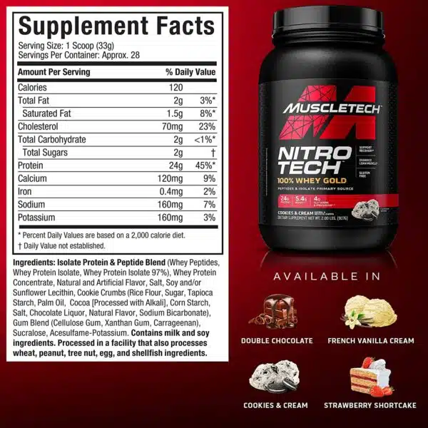 MUSCLETECH Nitrotech 100% Whey Gold 2 Lbs - Imagen 2