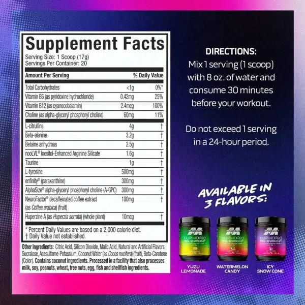 Muscletech EuphoriQ 20 serv Pre Workout - Imagen 2