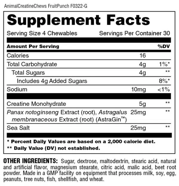 Universal Creatina Masticable ANIMAL Creatine Chews 120 tabletas - Imagen 2