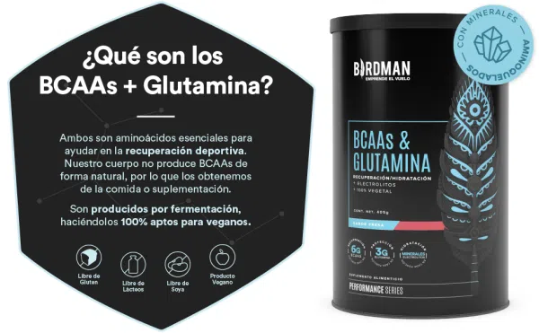 Birdman Bcaa + Glutamina Perfomance 30 serv Falcon - Imagen 4