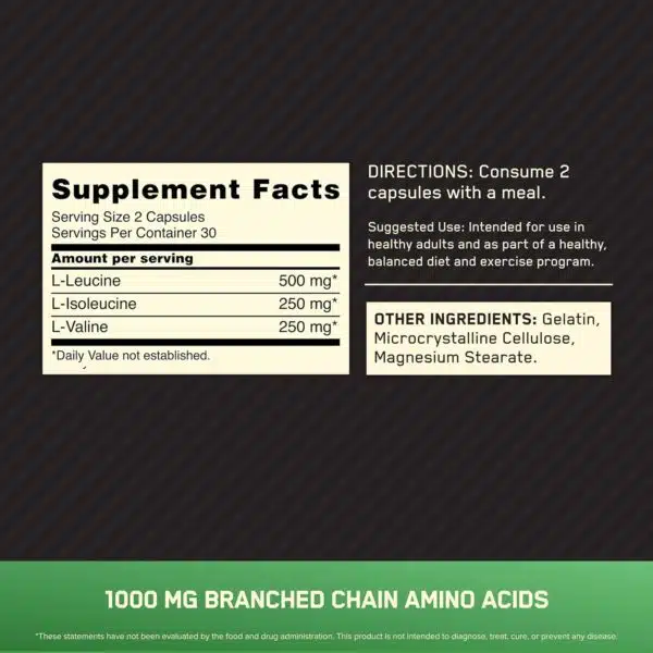 On Bcaa 60 Capsulas Optimum Nutrition - Imagen 2