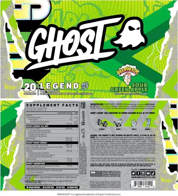 GHOST Legend ALL OUT 20 serv Pre Workout - Imagen 2